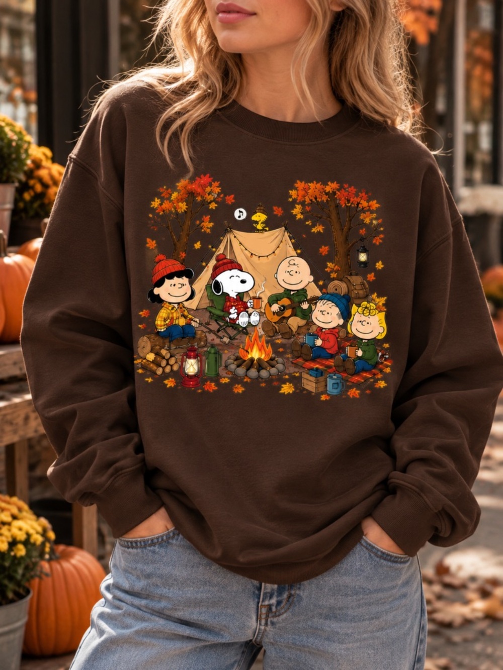 Fall Camping Shirt Campfire Friends Autumn Graphic Sweatshirt Gildan